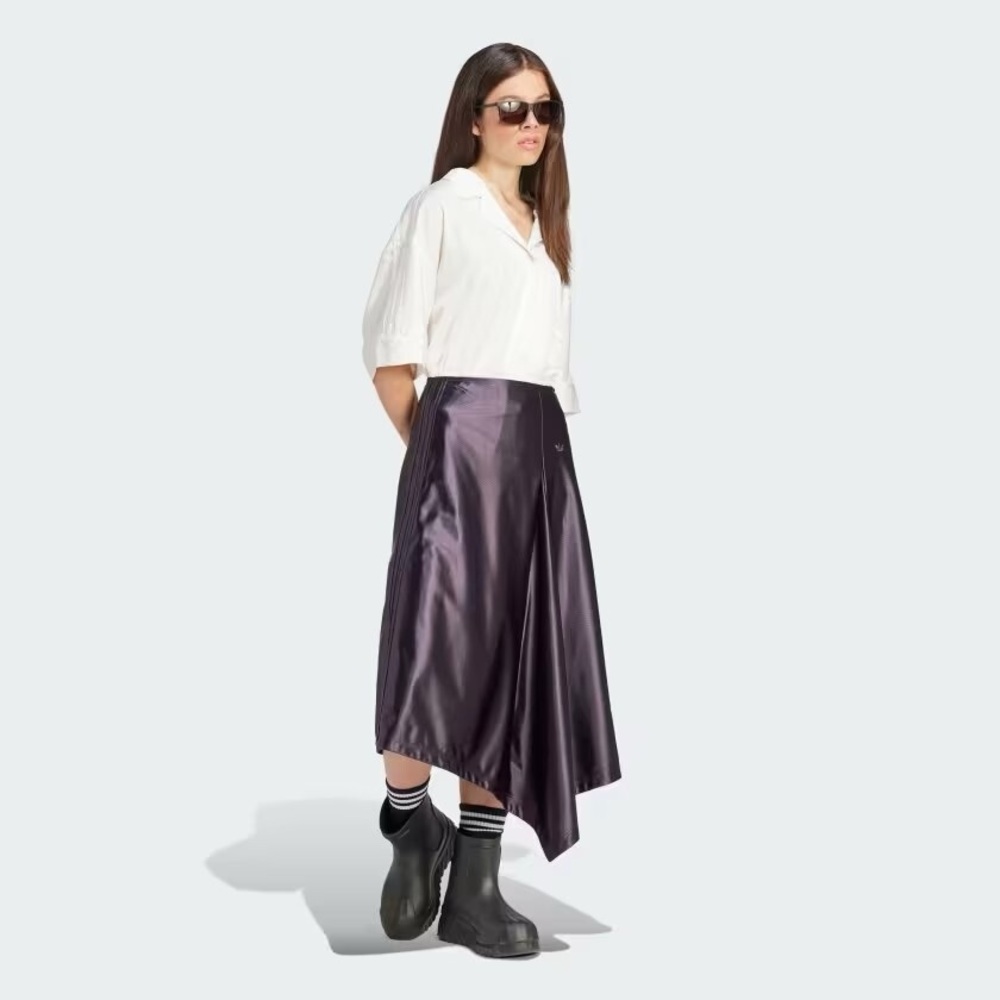 Adidas Originals Black Asymmetrical Satin Skirt